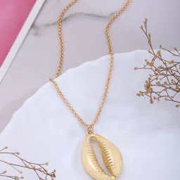VIRAASI Gold-Plated Sea Shell Pendant Chain Necklace-picture-16