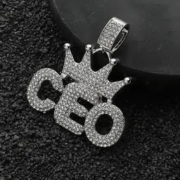 French Accent Men Silver-Plated Artificial Stones Studded Necklace-image-42