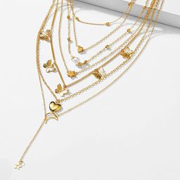 Jewels Galaxy Set Of 6 Gold-Plated Necklace-53