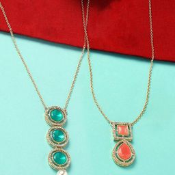 Zaveri Pearls Set Of 2 Gold-Plated Necklace-29