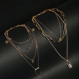 DressBerry Set Of 2 Gold-Plated Layered Chain-3
