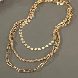 Jewels Galaxy Brass Gold-Plated Layered Necklace-8