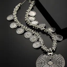 PANASH Silver-Plated Oxidised Necklace-35