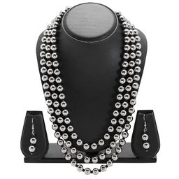 Shining Jewel - By Shivansh Silver-Plated Layered Jewellery Set-image-74
