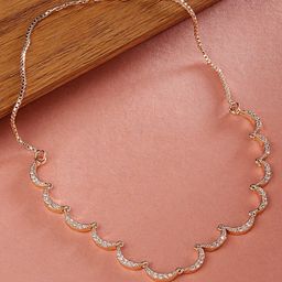 Zaveri Pearls Brass Rose Gold-Plated Cubic Zirconia Necklace-15