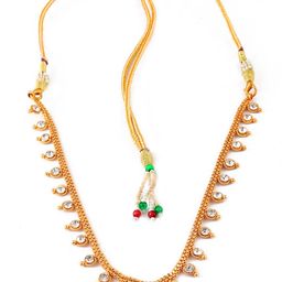 Jewar Mandi Gold-Toned & White Brass Gold-Plated Necklace-image-18