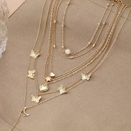 Jewels Galaxy Set Of 6 Brass Gold-Plated Layered Necklace-13