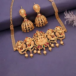 Fashion Frill Gold-Plated Goddess Temple Necklace with Earrings-image-41
