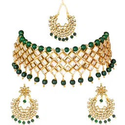 Shining Jewel - By Shivansh Gold Plated Kundan Choker Bridal Jewellery Set-image-21