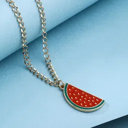 VIRAASI Women Gold Plated Watermelon Pendant with Chain Necklace-37