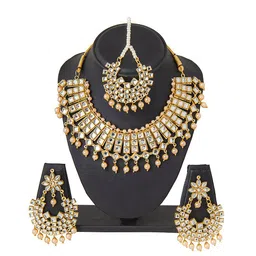 Shining Jewel - By Shivansh Gold-Toned & Brass Gold-Plated Choker Bridal Jewellery Set-23