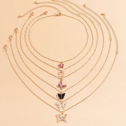Jewels Galaxy Set Of 6 Gold-Plated Artificial Stones Studded Necklace-47