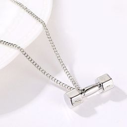 Peora Silver-Plated Dumbell Shape Pendant Necklace-image-37