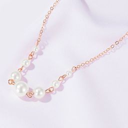 Peora Gold-Plated Beads Studded Chain Necklace image 5