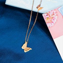 Yellow Chimes Rose Gold-Plated Butterfly Pendant With Chain-41