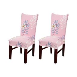 HOUSE OF QUIRK Pink & White 2 Pieces Printed Stretchable Chair Covers-41