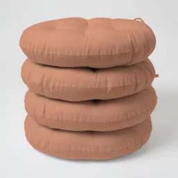 SKANDA FAB Peach 4 Pieces Pure Cotton Round Chair Pads-image-96