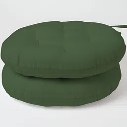 SKANDA FAB Green 2 Pieces Round Shaped Pure Cotton Chair Pads-picture-45