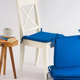 SKANDA FAB Set Of 6 Classic Blue Pure Cotton Foam Chair Pad-image-7