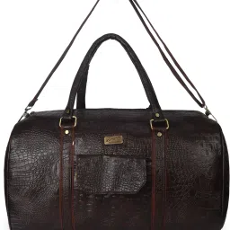 35 L Gym Duffel Bag - Brown Textured Faux Leather Stylish & Spacious Weekender Duffle Bag - Brown-image-59