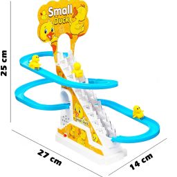 Duck Slide Toy Set Automatic Stair-Climbing Race Track Set Lights&Music (Yellow)-image-40