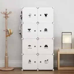 ® 8 Door Plastic Sheet Wardrobe Storage Rack Closest Organizer for Clothes Kids PP Collapsible Wardrobe-24