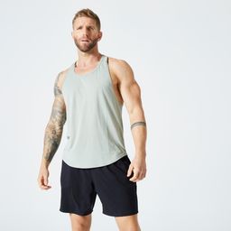 Men Gym Vest Stringer Tank Top - Light Khaki-image-33