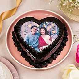 Heart Shaped Truffle Photo Cake Half Kg-image-96