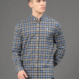 Men Regular Fit Checkered Button Down Collar Casual Shirt-image-105