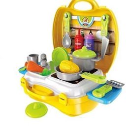 Attractive Dream Kitchen Set Cooking Pretend Play Toys for Kids, (Yellow)-25