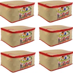 ZenCrafts Premium Saree Cover with Zip Non Woven Clothes Storage Bag Transparent Bag Cover Cotton Laundry Bag-picture-41