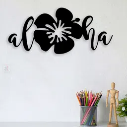 Art Street Black Aloha Hibiscus Flower MDF Cutout Wall Hanging-38