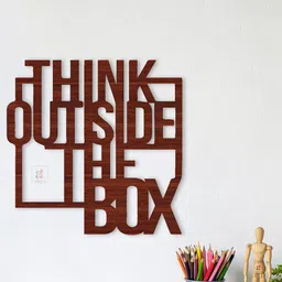 Art Street Brown Think Outside Of The Box MDF Cutout Wall Decor-3