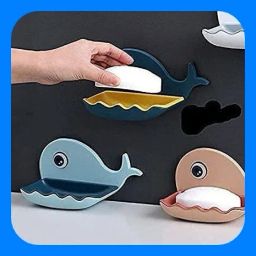 (PACK OF 2)Fish Shape Cute Adhesive Waterproof Wall Mounted Soap Dish-image-63