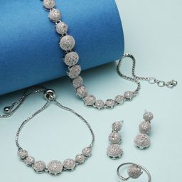 Kennice Rhodium-Plated American-Diamond Studded Jewellery Set-image-5
