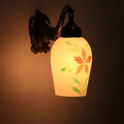 VAGalleryKing White Floral Printed Elephant Design Glass Cylinder Shaped Wall Lamp-image-60