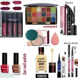 eyeshadow with eyeliner mascara kajal lipstick nail polish & makeup brush-image-73