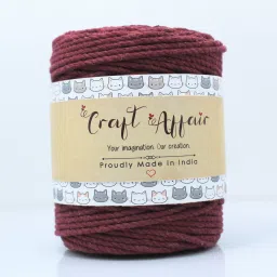 | 3ply Twisted Cotton Macrame Cord (10 M, 3mm) | Craft, DIY - Maroon Maroon-14