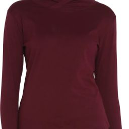 Women Solid Hooded Neck Pure Cotton Maroon T-Shirt-image-19