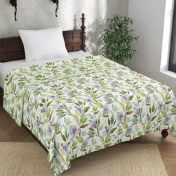 EverHOME White & Green AC Room 150 GSM Floral Printed Single Bed Dohar-image-21