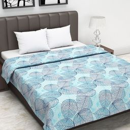 Divine Casa Blue Floral AC Room 110 GSM Double Bed Dohar-image-30