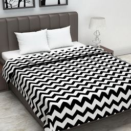 Divine Casa Black & White Abstract AC Room 110 GSM Double Bed Dohar-92