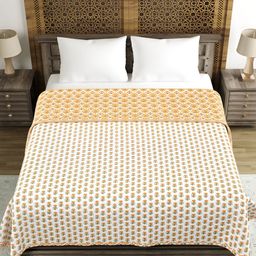 Aura Yellow & White Floral AC Room 150 GSM Double Bed Dohar-image-71
