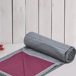 RRC Grey & Maroon Striped Microfiber AC Room 150 GSM Double Bed Dohar-image-8