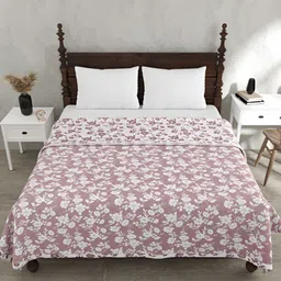 JAIPUR FABRIC Summer Revival Pink Floral 150 GSM Cotton Reversible Double Bed Dohar-image-93