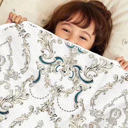 Divine Casa Kids Tiger's Eye kalamkari retro AC Room 120 GSM Reversible Baby Blanket Dohar-image-47