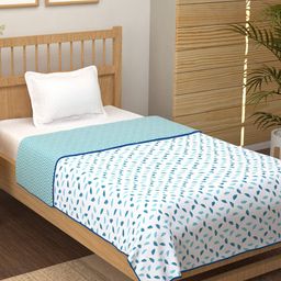 Story@home White & Blue Floral Mild Winter 150 GSM Single Bed Dohar-image-24