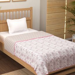 Story@home Pink White Floral Mild Winter 150 GSM Single Bed Dohar-image-68