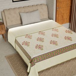 Jaipur Dohar Off White & Pink Floral Cotton AC Room 150 GSM Single Bed Dohar-image-62