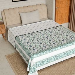 Jaipur Dohar Blue & Green Floral Cotton AC Room 150 GSM Single Bed Dohar-image-16